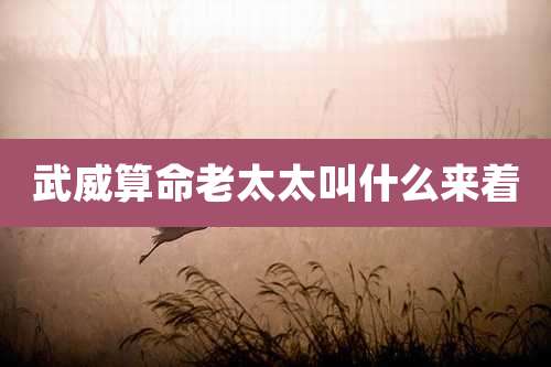 武威算命老太太叫什么来着