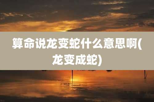 算命说龙变蛇什么意思啊(龙变成蛇)