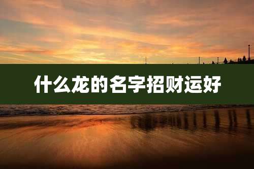 什么龙的名字招财运好