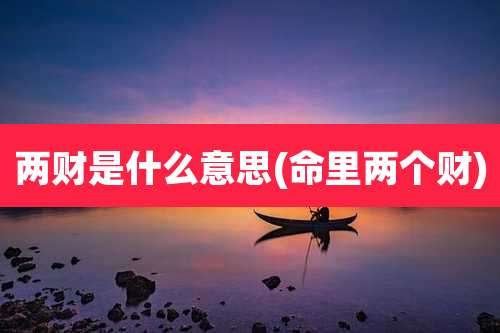 两财是什么意思(命里两个财)