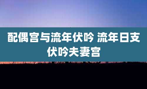 配偶宫与流年伏吟 流年日支伏吟夫妻宫