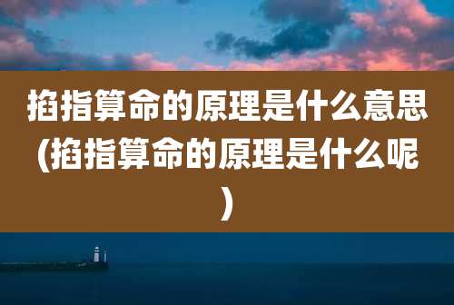 掐指算命的原理是什么意思(掐指算命的原理是什么呢)