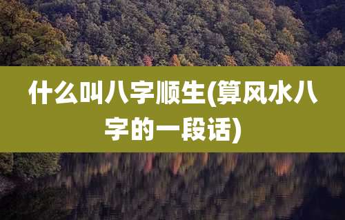 什么叫八字顺生(算风水八字的一段话)