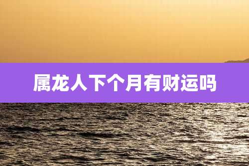 属龙人下个月有财运吗
