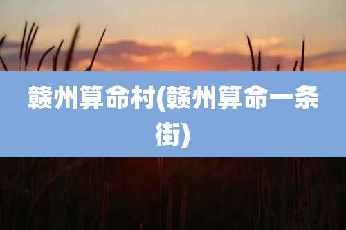 赣州算命村(赣州算命一条街)