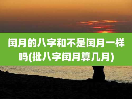 闰月的八字和不是闰月一样吗(批八字闰月算几月)