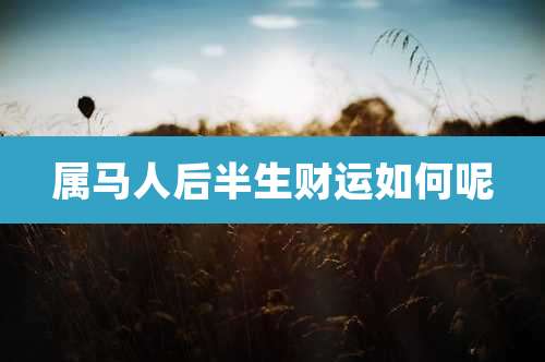 属马人后半生财运如何呢