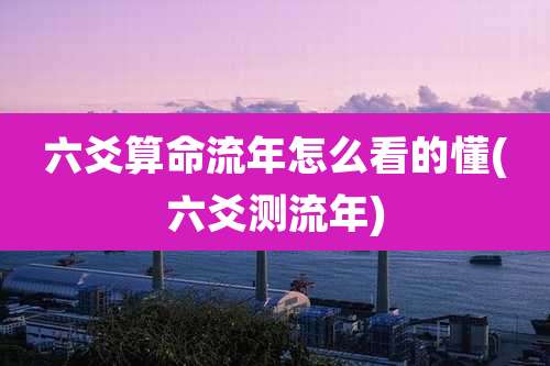 六爻算命流年怎么看的懂(六爻测流年)