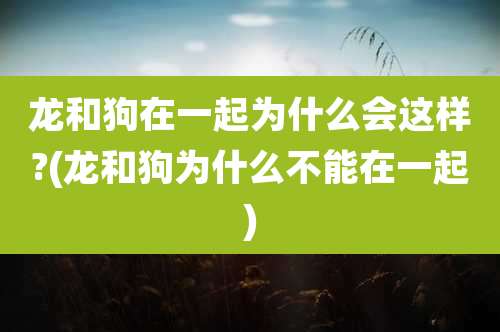 龙和狗在一起为什么会这样?(龙和狗为什么不能在一起)
