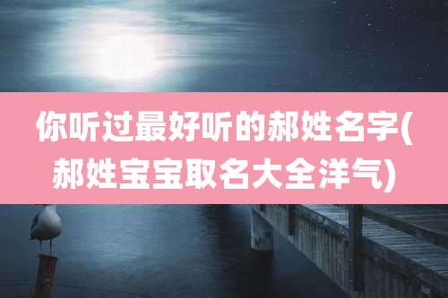 你听过最好听的郝姓名字(郝姓宝宝取名大全洋气)