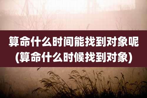 算命什么时间能找到对象呢(算命什么时候找到对象)