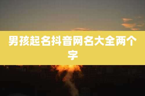 男孩起名抖音网名大全两个字