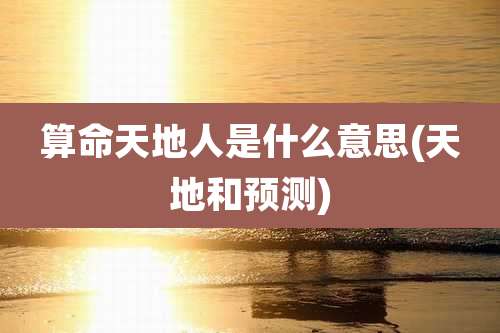 算命天地人是什么意思(天地和预测)