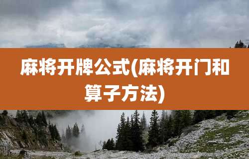 麻将开牌公式(麻将开门和算子方法)