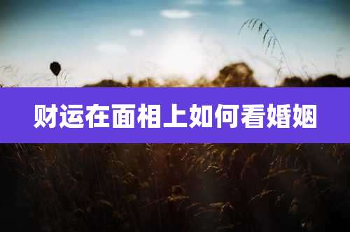 财运在面相上如何看婚姻