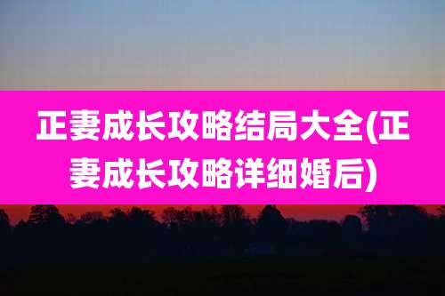 正妻成长攻略结局大全(正妻成长攻略详细婚后)