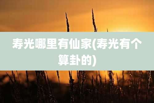 寿光哪里有仙家(寿光有个算卦的)