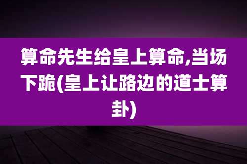 算命先生给皇上算命,当场下跪(皇上让路边的道士算卦)