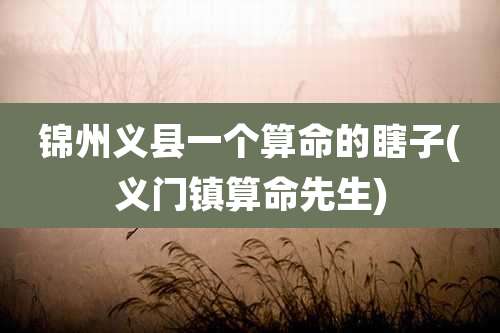 锦州义县一个算命的瞎子(义门镇算命先生)