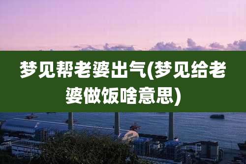 梦见帮老婆出气(梦见给老婆做饭啥意思)