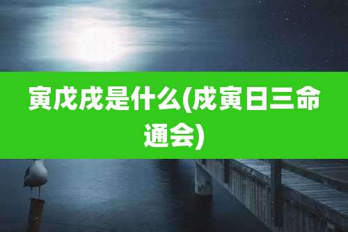 寅戊戌是什么(戍寅日三命通会)