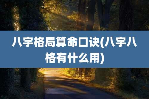 八字格局算命口诀(八字八格有什么用)