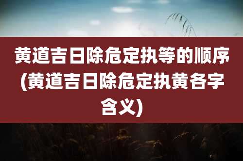 黄道吉日除危定执等的顺序(黄道吉日除危定执黄各字含义)