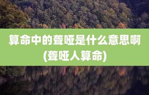 算命中的聋哑是什么意思啊(聋哑人算命)
