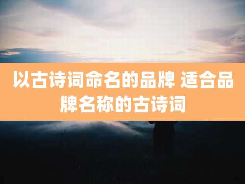 以古诗词命名的品牌 适合品牌名称的古诗词