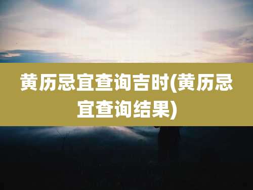 黄历忌宜查询吉时(黄历忌宜查询结果)