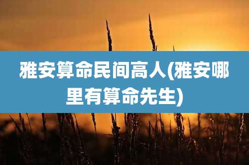 雅安算命民间高人(雅安哪里有算命先生)