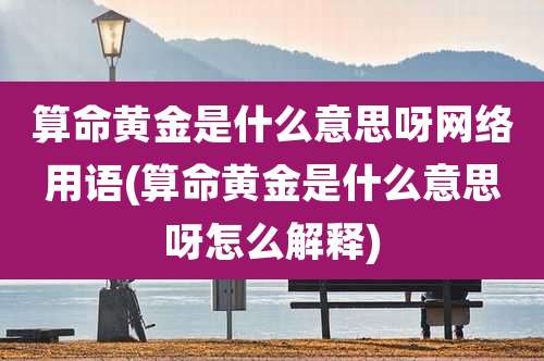 算命黄金是什么意思呀网络用语(算命黄金是什么意思呀怎么解释)