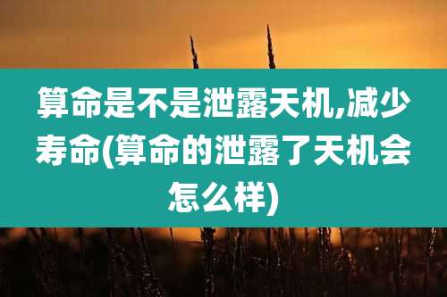 算命是不是泄露天机,减少寿命(算命的泄露了天机会怎么样)