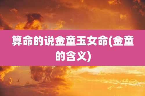 算命的说金童玉女命(金童的含义)