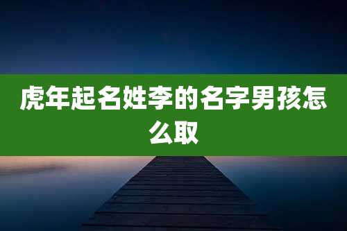 虎年起名姓李的名字男孩怎么取