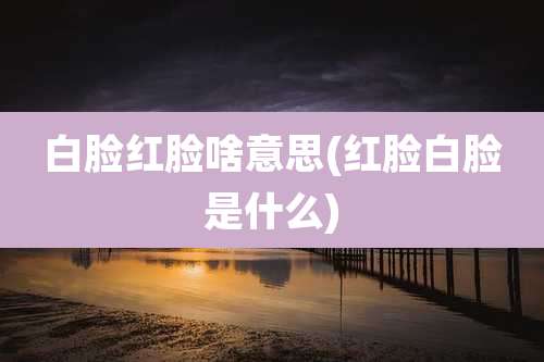 白脸红脸啥意思(红脸白脸是什么)