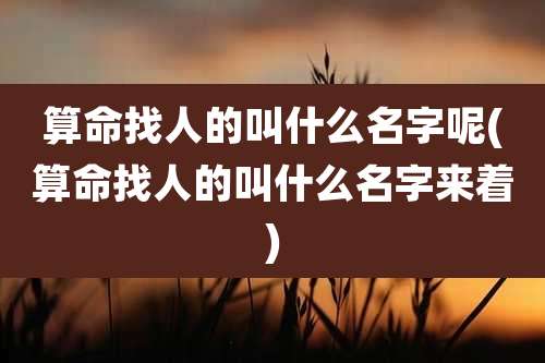 算命找人的叫什么名字呢(算命找人的叫什么名字来着)