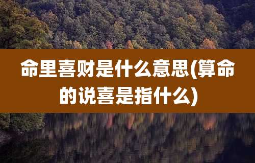 命里喜财是什么意思(算命的说喜是指什么)