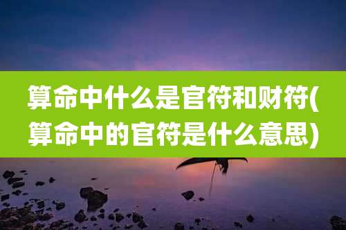 算命中什么是官符和财符(算命中的官符是什么意思)