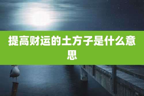 提高财运的土方子是什么意思