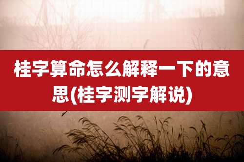 桂字算命怎么解释一下的意思(桂字测字解说)