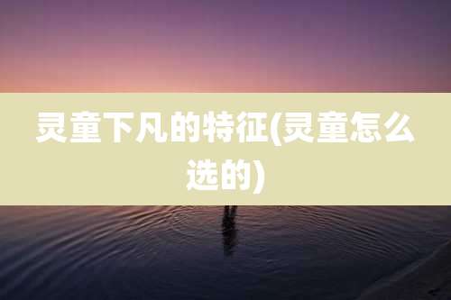 灵童下凡的特征(灵童怎么选的)