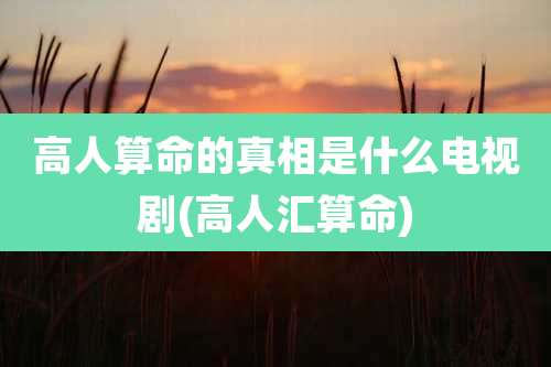 高人算命的真相是什么电视剧(高人汇算命)