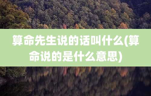 算命先生说的话叫什么(算命说的是什么意思)