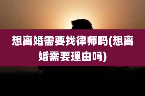 想离婚需要找律师吗(想离婚需要理由吗)