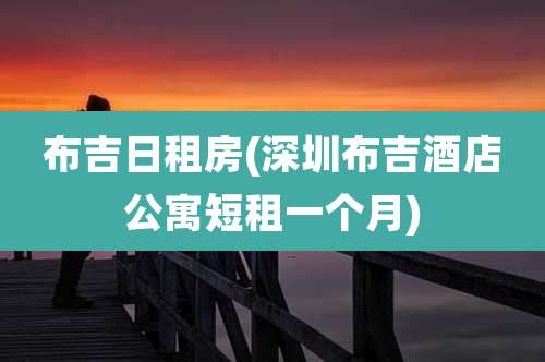 布吉日租房(深圳布吉酒店公寓短租一个月)