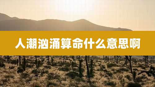 人潮汹涌算命什么意思啊