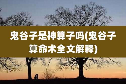 鬼谷子是神算子吗(鬼谷子算命术全文解释)