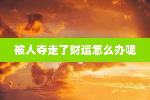 被人夺走了财运怎么办呢