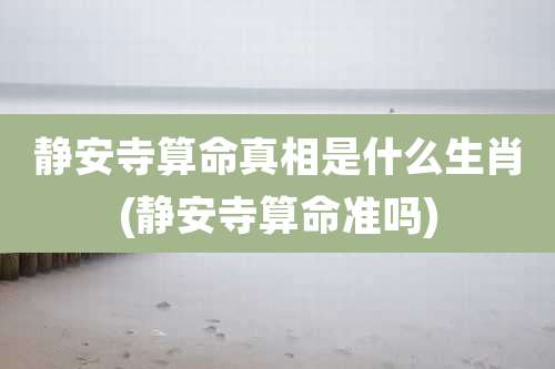 静安寺算命真相是什么生肖(静安寺算命准吗)